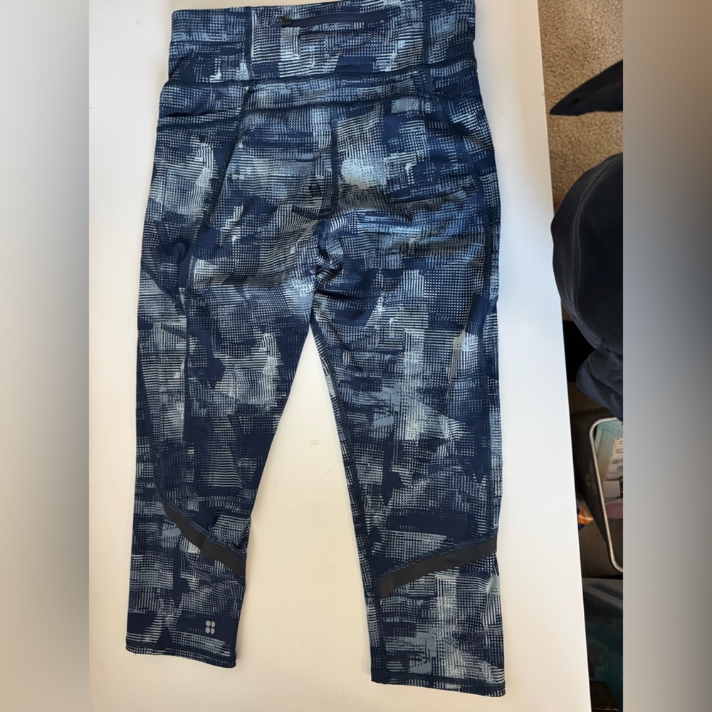 Sweaty Betty Leggings Blue White Grid Pattern 7/8 Length M - Picture 9 of 13